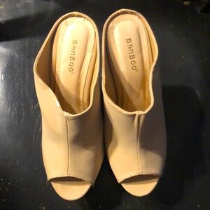 Bamboo Booth Cream Colored Open Toe Wedges